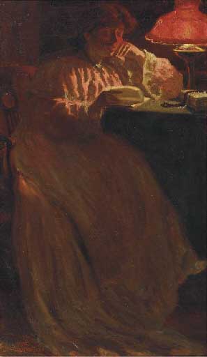 Pier Leone Ghezzi Woman reading by lamp light